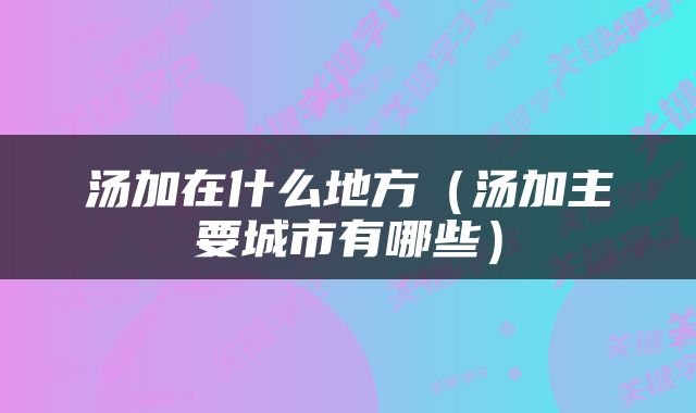 汤加在什么地方（汤加主要城市有哪些）
