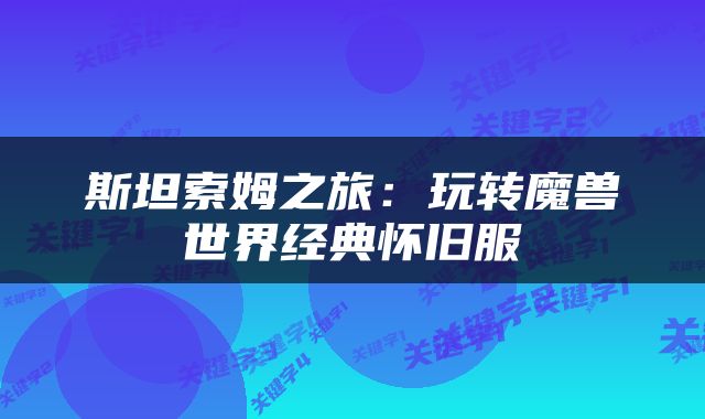 斯坦索姆之旅：玩转魔兽世界经典怀旧服