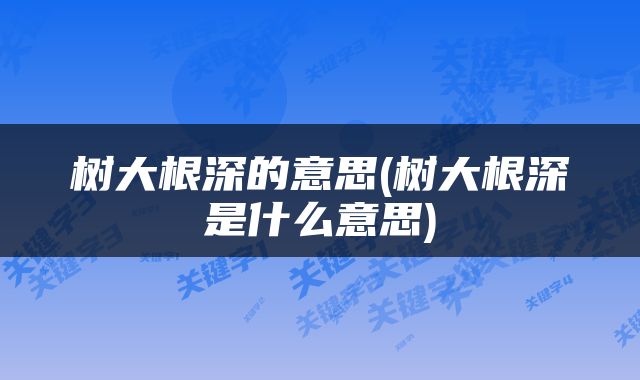 树大根深的意思(树大根深是什么意思)