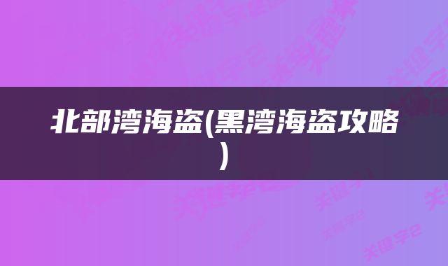 北部湾海盗(黑湾海盗攻略)
