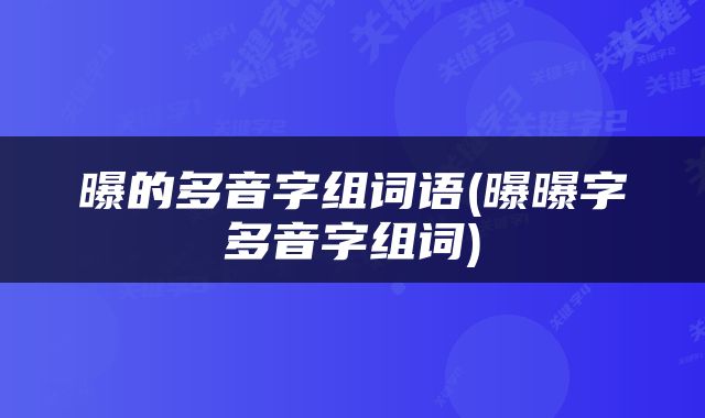 曝的多音字组词语(曝曝字多音字组词)