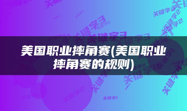 美国职业摔角赛(美国职业摔角赛的规则)