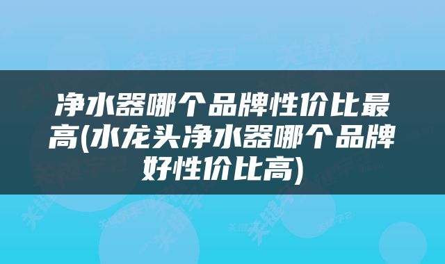 净水器哪个品牌性价比最高(水龙头净水器哪个品牌好性价比高)