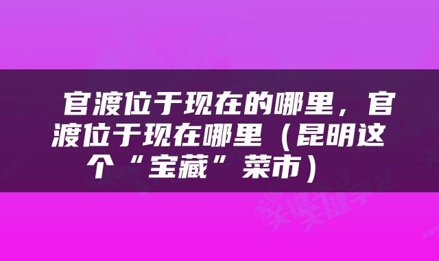  官渡位于现在的哪里，官渡位于现在哪里（昆明这个“宝藏”菜市） 