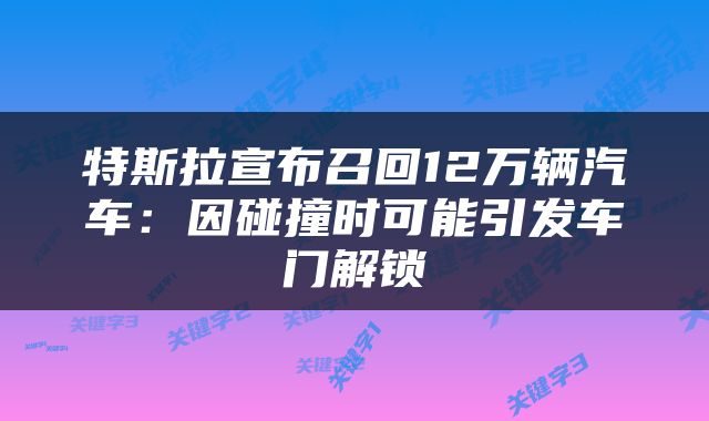 特斯拉宣布召回12万辆汽车：因碰撞时可能引发车门解锁