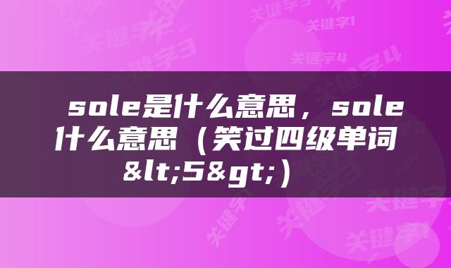  sole是什么意思，sole什么意思（笑过四级单词<5>） 