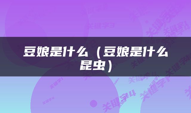 豆娘是什么（豆娘是什么昆虫）
