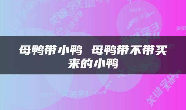 母鸭带小鸭 母鸭带不带买来的小鸭