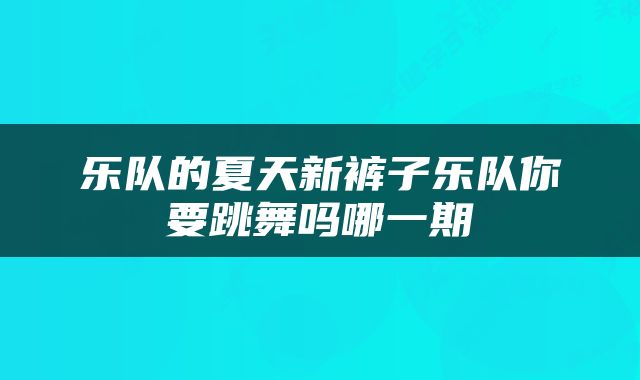 乐队的夏天新裤子乐队你要跳舞吗哪一期