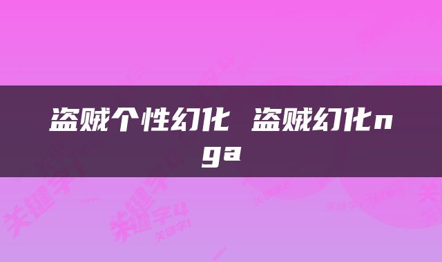 盗贼个性幻化 盗贼幻化nga