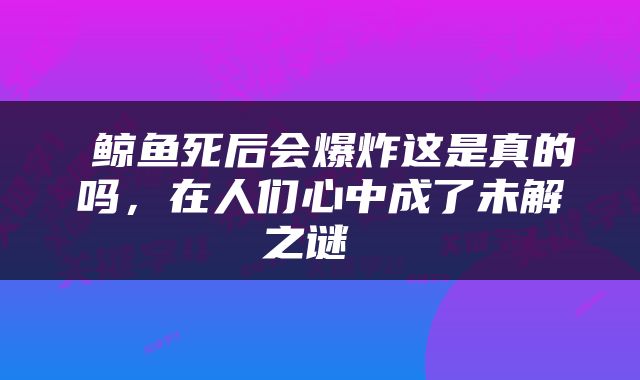  鲸鱼死后会爆炸这是真的吗，在人们心中成了未解之谜 