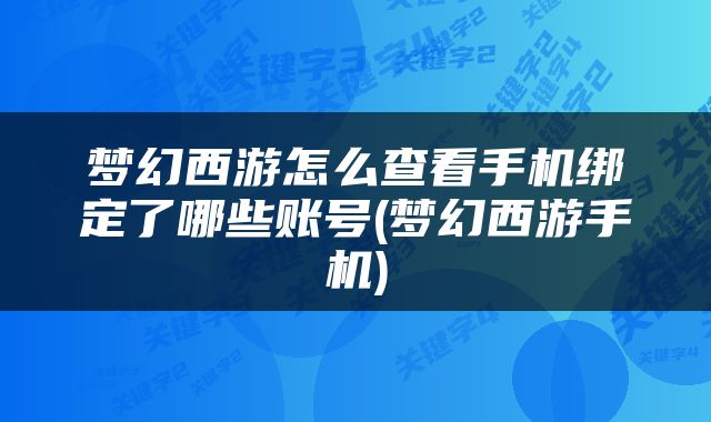 梦幻西游怎么查看手机绑定了哪些账号(梦幻西游手机)