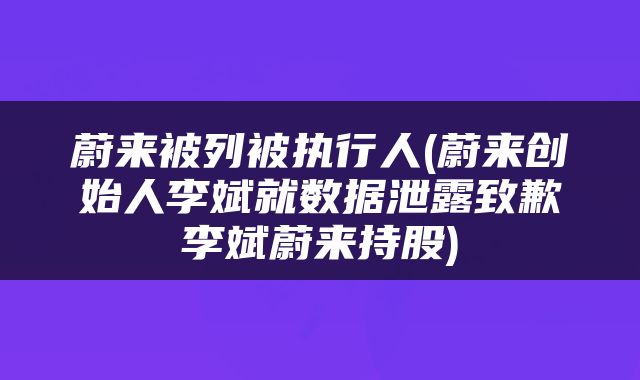 蔚来被列被执行人(蔚来创始人李斌就数据泄露致歉李斌蔚来持股)