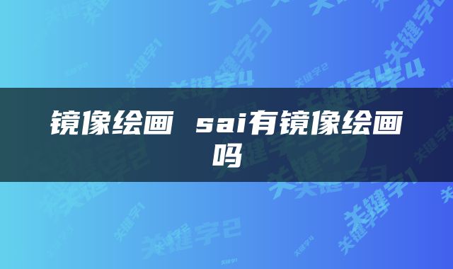 镜像绘画 sai有镜像绘画吗