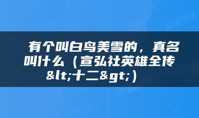  有个叫白鸟美雪的，真名叫什么（宣弘社英雄全传<十二>） 