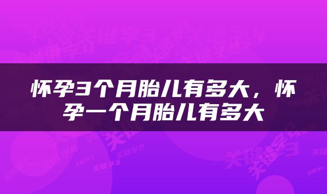 怀孕3个月胎儿有多大，怀孕一个月胎儿有多大