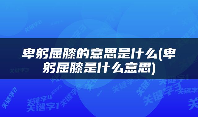 卑躬屈膝的意思是什么(卑躬屈膝是什么意思)