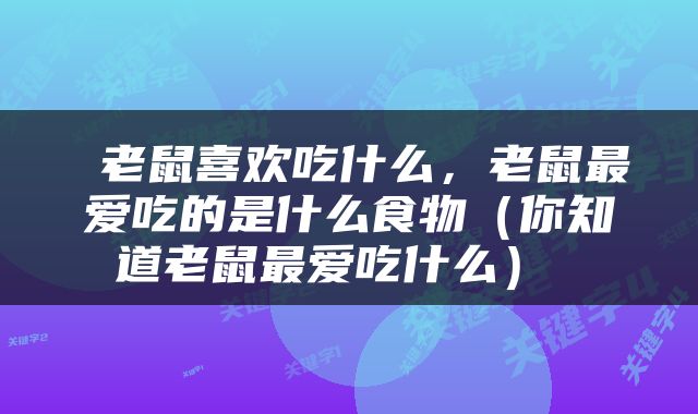  老鼠喜欢吃什么，老鼠最爱吃的是什么食物（你知道老鼠最爱吃什么） 