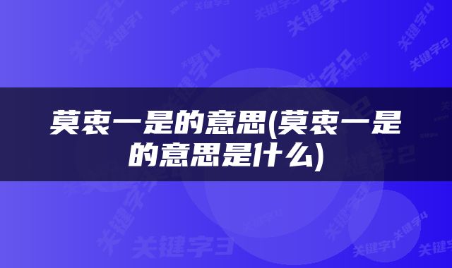 莫衷一是的意思(莫衷一是的意思是什么)