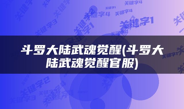 斗罗大陆武魂觉醒(斗罗大陆武魂觉醒官服)