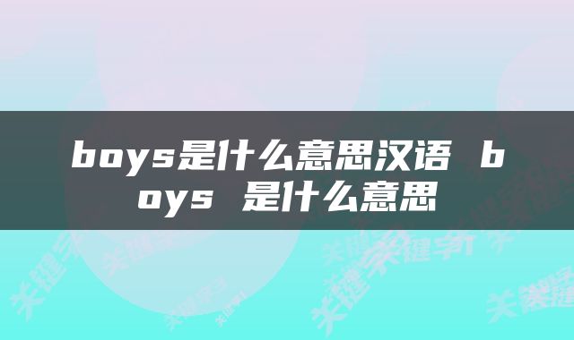 boys是什么意思汉语 boys 是什么意思