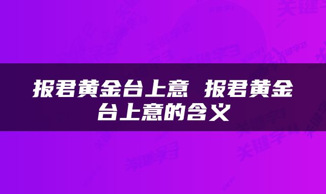 报君黄金台上意 报君黄金台上意的含义