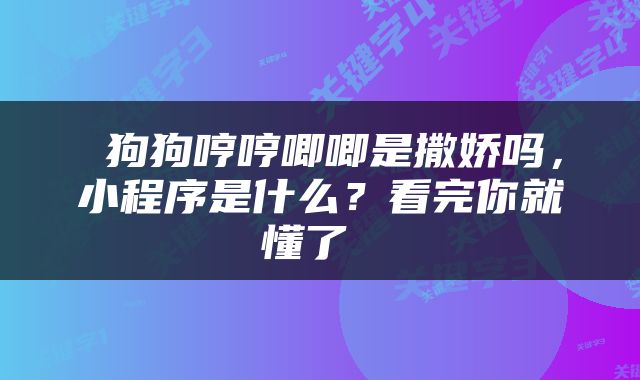 狗狗哼哼唧唧是撒娇吗，小程序是什么？看完你就懂了 
