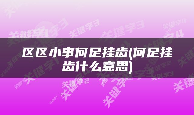 区区小事何足挂齿(何足挂齿什么意思)