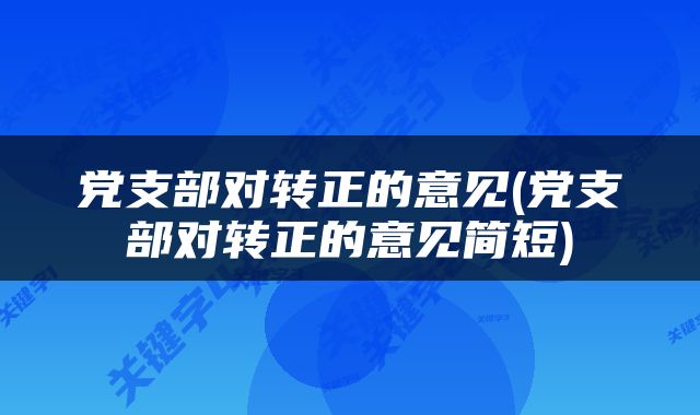 党支部对转正的意见(党支部对转正的意见简短)