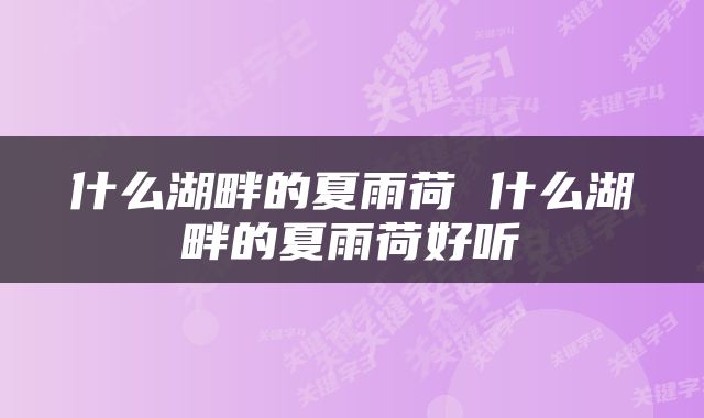 什么湖畔的夏雨荷 什么湖畔的夏雨荷好听