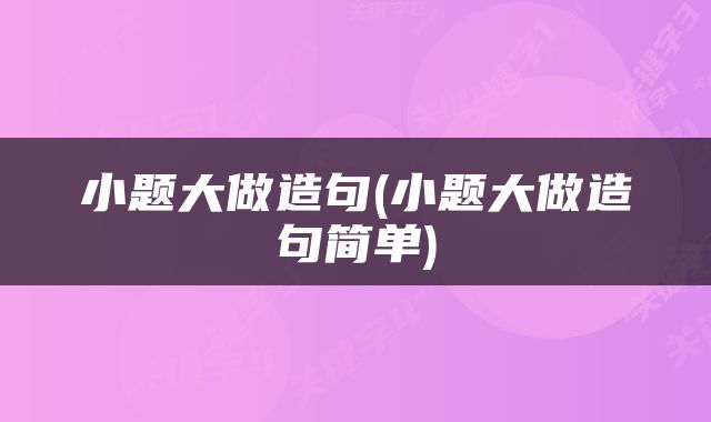 小题大做造句(小题大做造句简单)