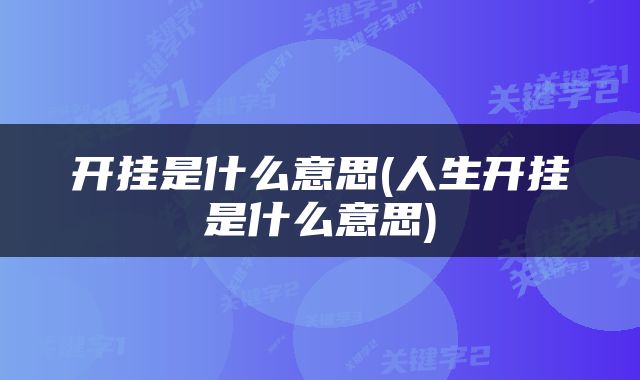 开挂是什么意思(人生开挂是什么意思)