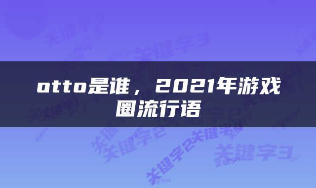 otto是谁，2021年游戏圈流行语