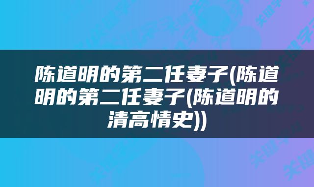 陈道明的第二任妻子(陈道明的第二任妻子(陈道明的清高情史))