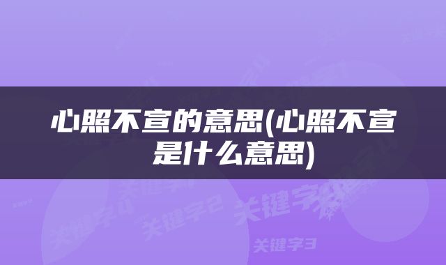 心照不宣的意思(心照不宣 是什么意思)