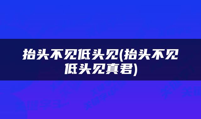 抬头不见低头见(抬头不见低头见真君)