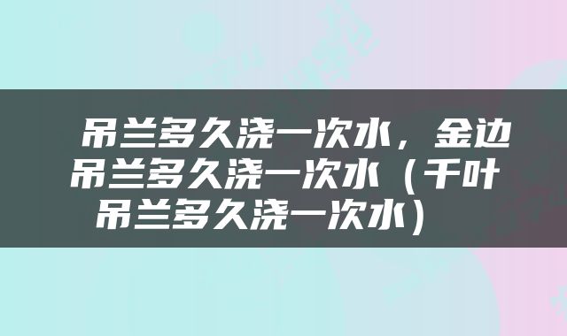  吊兰多久浇一次水，金边吊兰多久浇一次水（千叶吊兰多久浇一次水） 