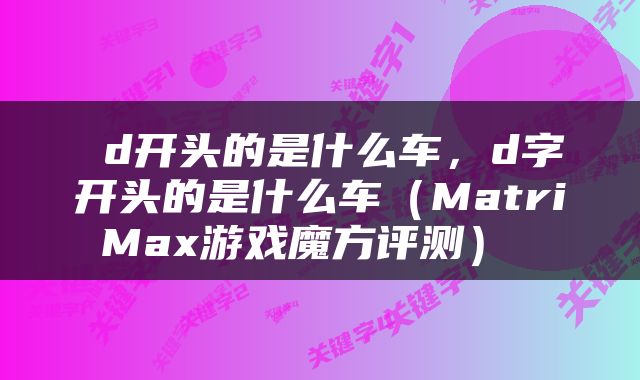 d开头的是什么车，d字开头的是什么车（MatriMax游戏魔方评测） 