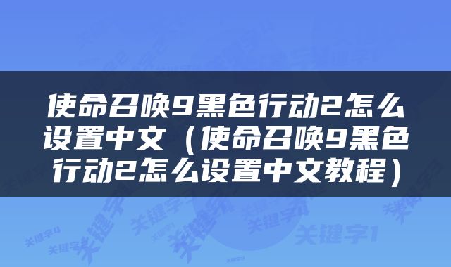 使命召唤9黑色行动2怎么设置中文（使命召唤9黑色行动2怎么设置中文教程）