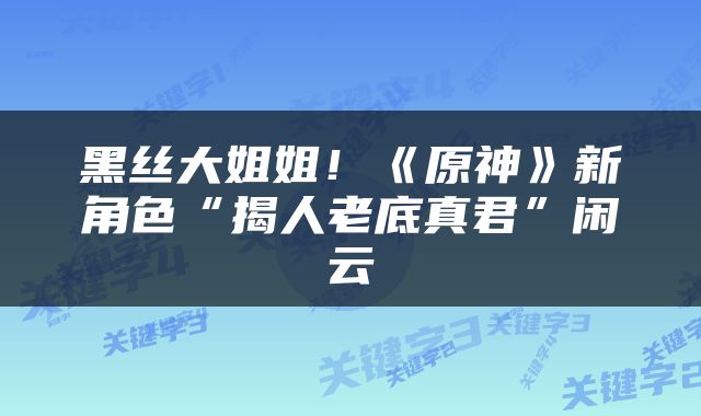 黑丝大姐姐！《原神》新角色“揭人老底真君”闲云
