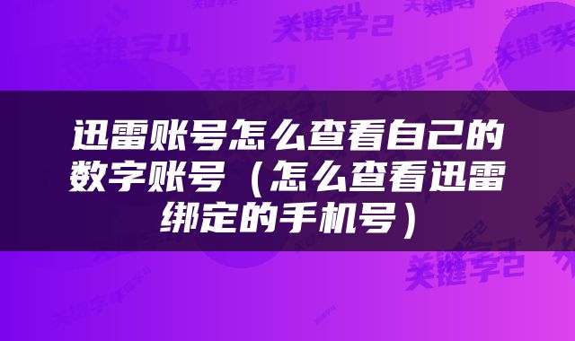 迅雷账号怎么查看自己的数字账号（怎么查看迅雷绑定的手机号）