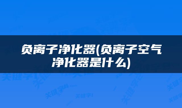 负离子净化器(负离子空气净化器是什么)