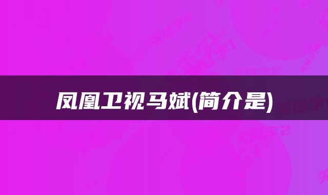 凤凰卫视马斌(简介是)