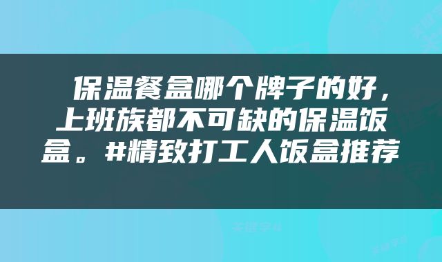  保温餐盒哪个牌子的好，上班族都不可缺的保温饭盒。#精致打工人饭盒推荐 