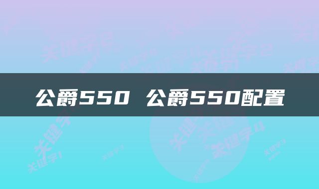 公爵550 公爵550配置