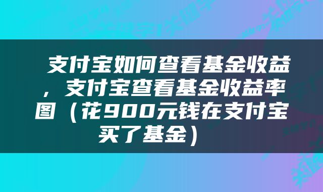  支付宝如何查看基金收益，支付宝查看基金收益率图（花900元钱在支付宝买了基金） 