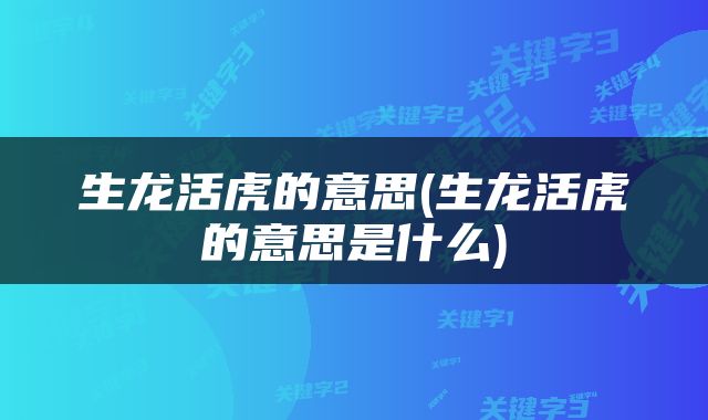 生龙活虎的意思(生龙活虎的意思是什么)