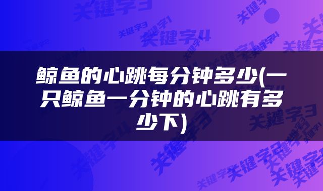 鲸鱼的心跳每分钟多少(一只鲸鱼一分钟的心跳有多少下)