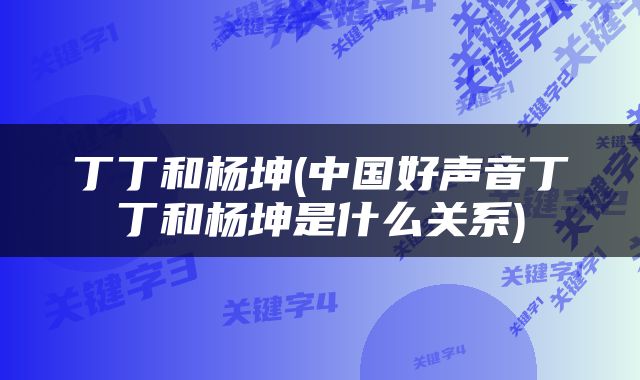 丁丁和杨坤(中国好声音丁丁和杨坤是什么关系)