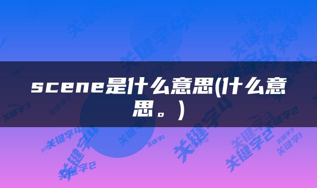 scene是什么意思(什么意思。)